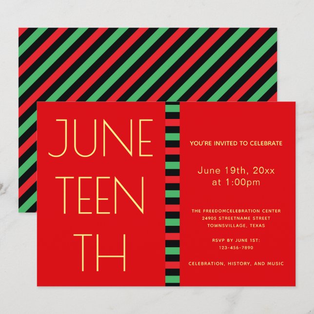 Juneteenth Red Yellow Freedom Celebration Invitation (Front/Back)