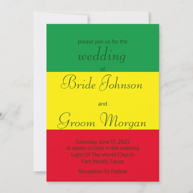 Juneteenth - Red, Yellow, & Green - Summer Wedding Invitation (Front)