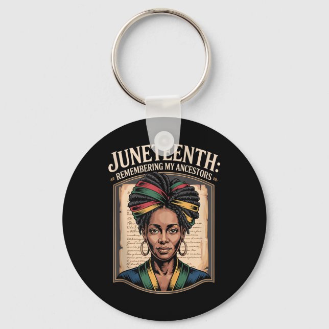 Juneteenth Remembering My Ancestors Freedom Retro  Key Ring (Front)