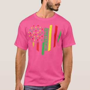 Juneteenth Retro Vintage Heart Flag Black Dad Mom T-Shirt