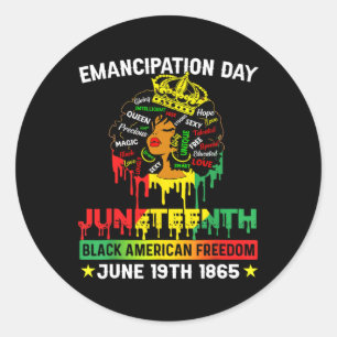 Juneteenth Shirt Women African Black American Free Classic Round Sticker