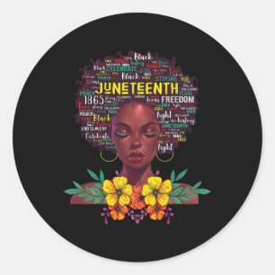 Juneteenth Shirts For Women Afro Beautiful Black P Classic Round Sticker