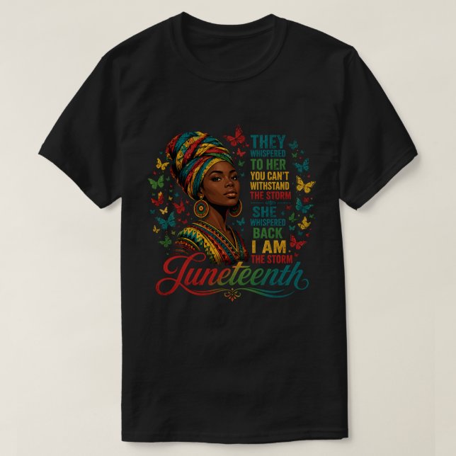 Juneteenth Storm Queen Butterfly Art T-Shirt (Design Front)