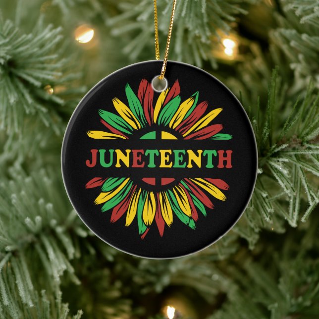 Juneteenth | Sunflower | Red Black Green Ceramic Tree Decoration (Tree)