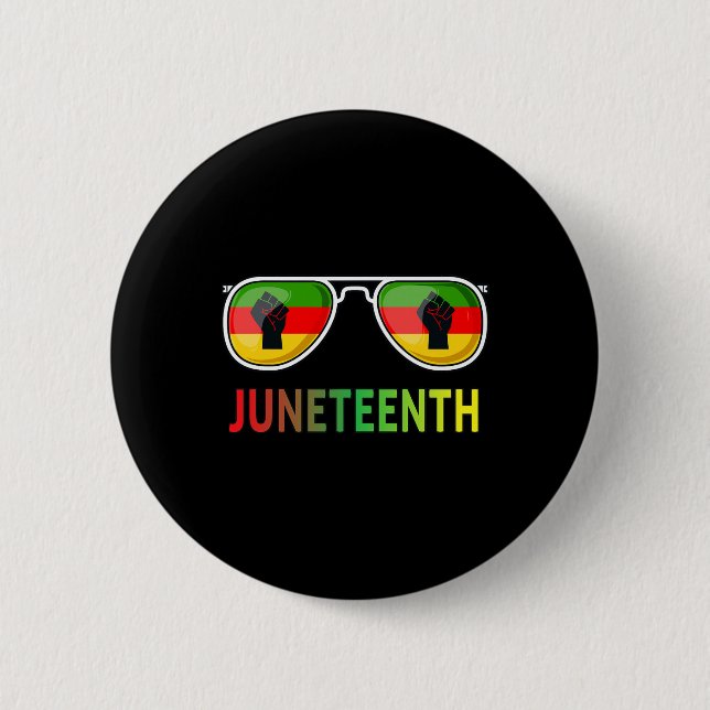 Juneteenth Sunglasses Black Pride Flag Fists Men W 6 Cm Round Badge (Front)