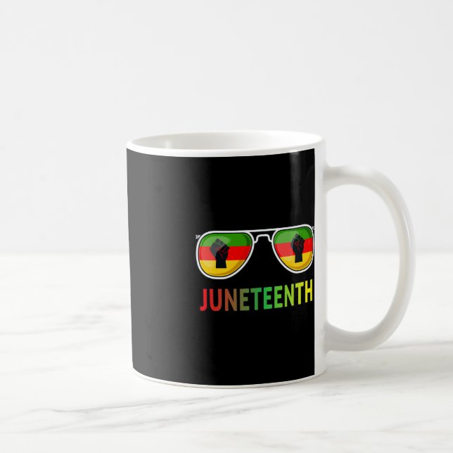 Juneteenth Sunglasses Black Pride Flag Fists Men W Coffee Mug (Right)