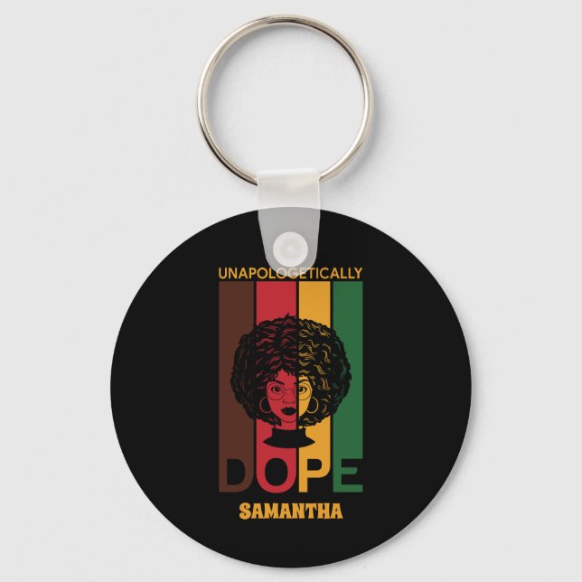 Juneteenth | Unapologetically Dope | Afro Woman Key Ring (Front)