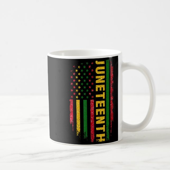 juneteenth us flag black king melanin dad men fath coffee mug (Right)