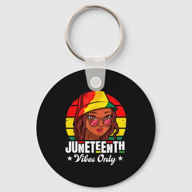 Juneteenth vibes only african american womens key ring (Front)