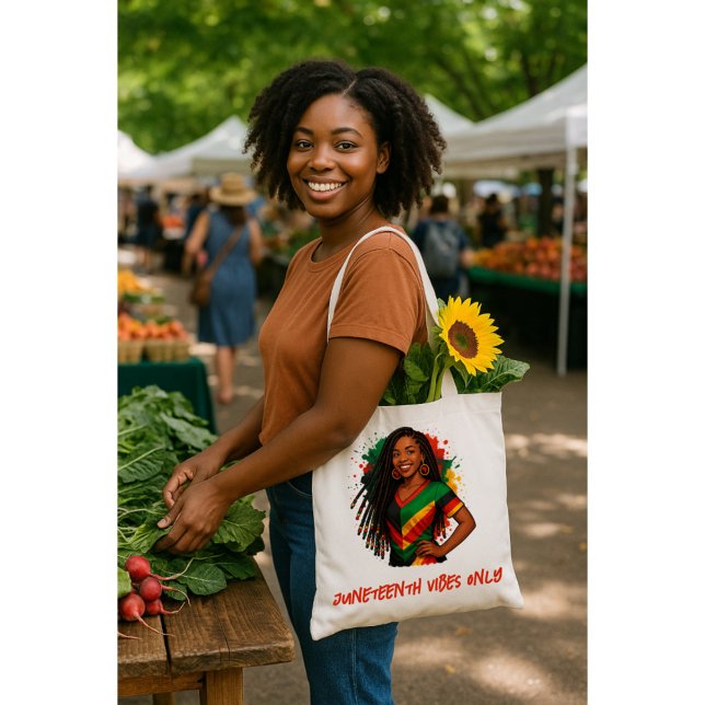 Juneteenth Vibes Only Afrocentric Celebration Tote Bag (Creator Uploaded)