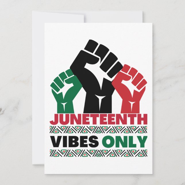 Juneteenth vibes only melanin men women kids invitation (Front)
