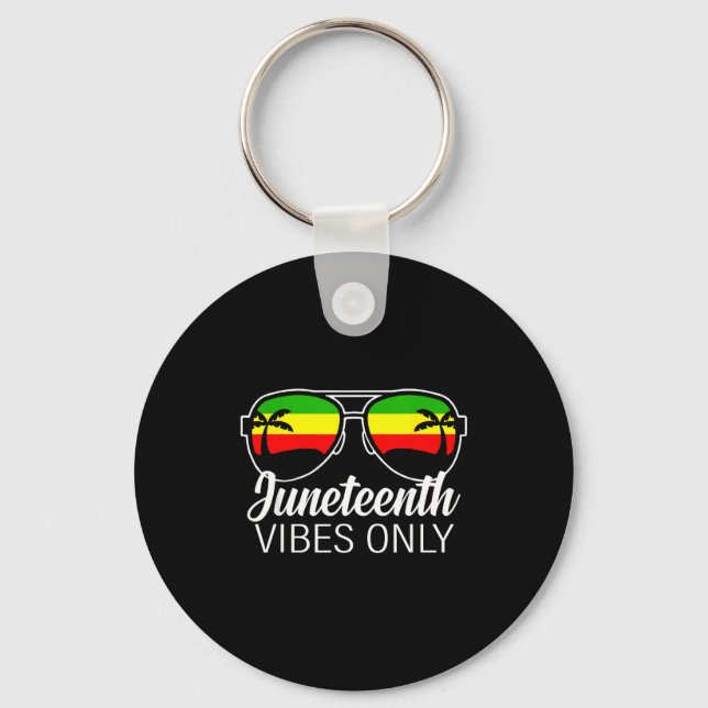 Juneteenth vibes only sunglasses black pride key ring (Front)