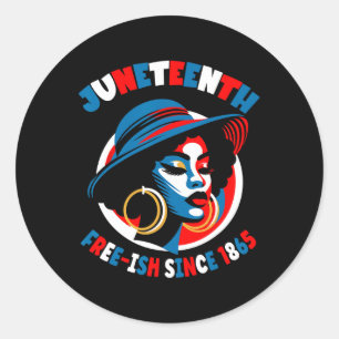 Juneteenth Women Black Freedom Day 1865 Red White  Classic Round Sticker