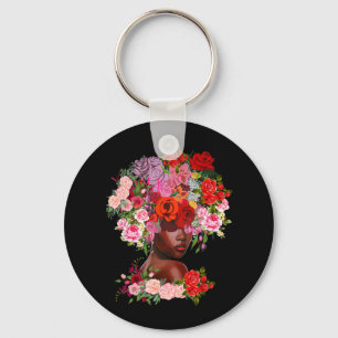 Juneteenth Women Flower Black History Outfit Drug Key Ring