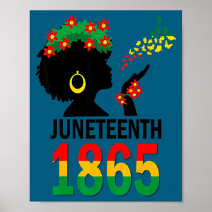 Juneteenth women girls kids flag 1865 afro african poster