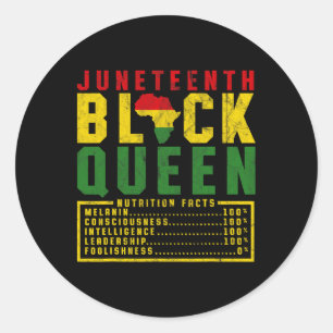 Juneteenth Women's Black Queen Diet Melanin Black  Classic Round Sticker
