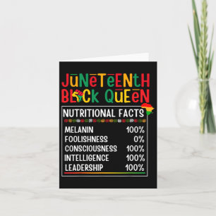 Juneteenth Womens Black Queen Nutritional Facts Fr Card