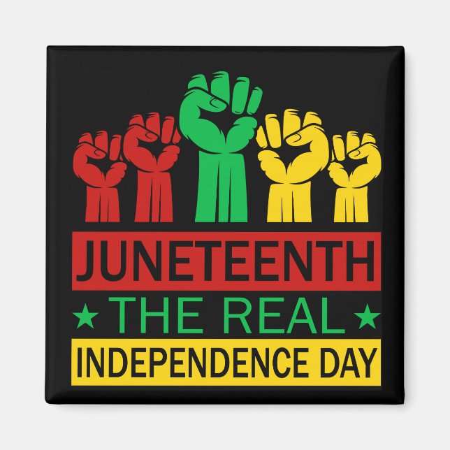 Juneteenth Word Art Pan Africa Colours Square Magnet (Front)