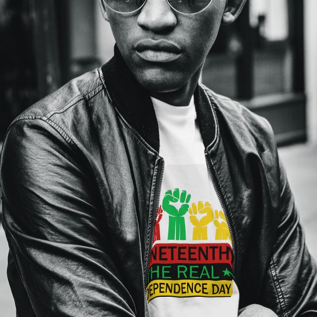 Juneteenth Word Art Pan Africa Colours T-Shirt (Creator Uploaded)