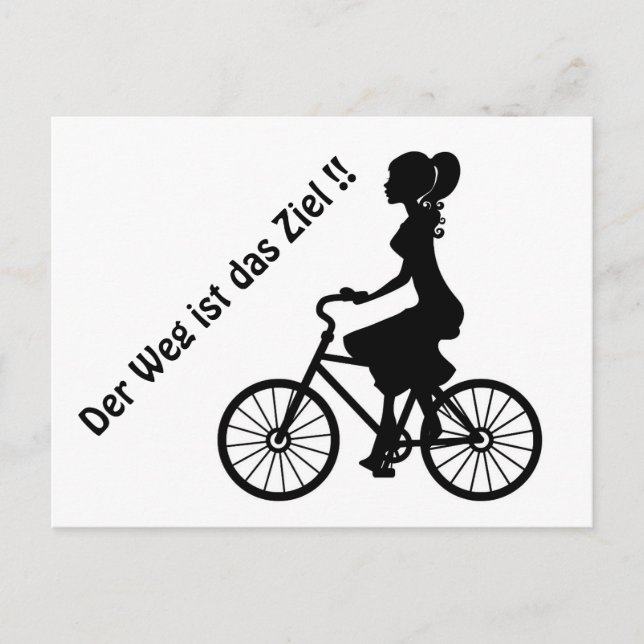 junge Dame auf dem Fahrrad schwarz/weiss Postcard (Front)