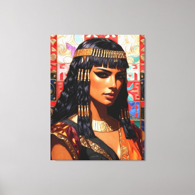 Junge Königin Cleopatra Farbige Porträtkunst Canvas Print (Front)