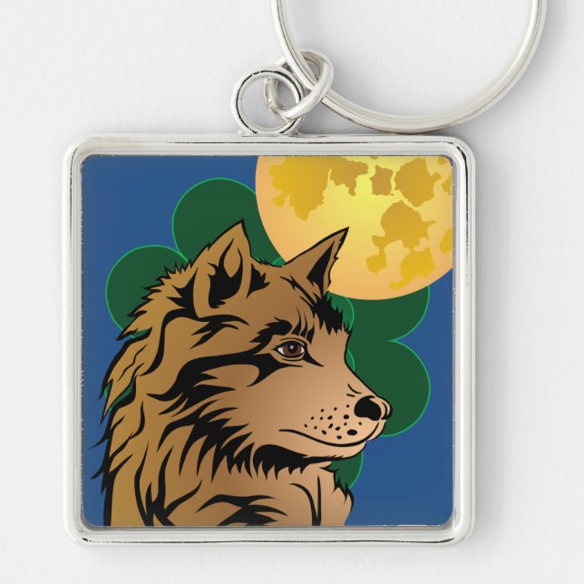 junger träumender Wolf Key Ring (Front)