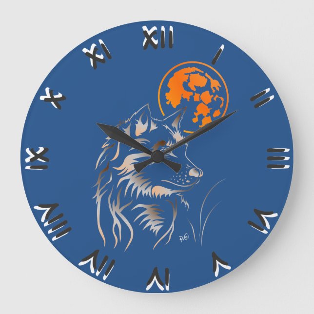 junger träumender Wolf Large Clock (Front)