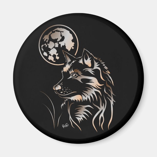 junger träumender Wolf Magnet (Front)