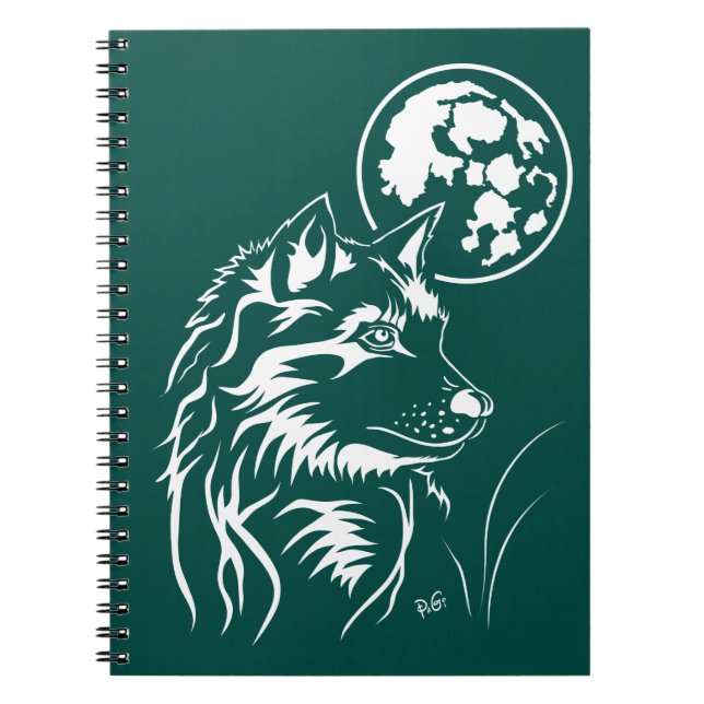 junger träumender Wolf Notizheft Notebook (Front)