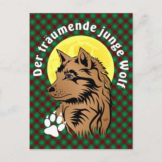 junger träumender Wolf Postkarte Postcard (Front)
