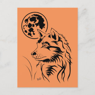 junger träumender Wolf Postkarte Postcard