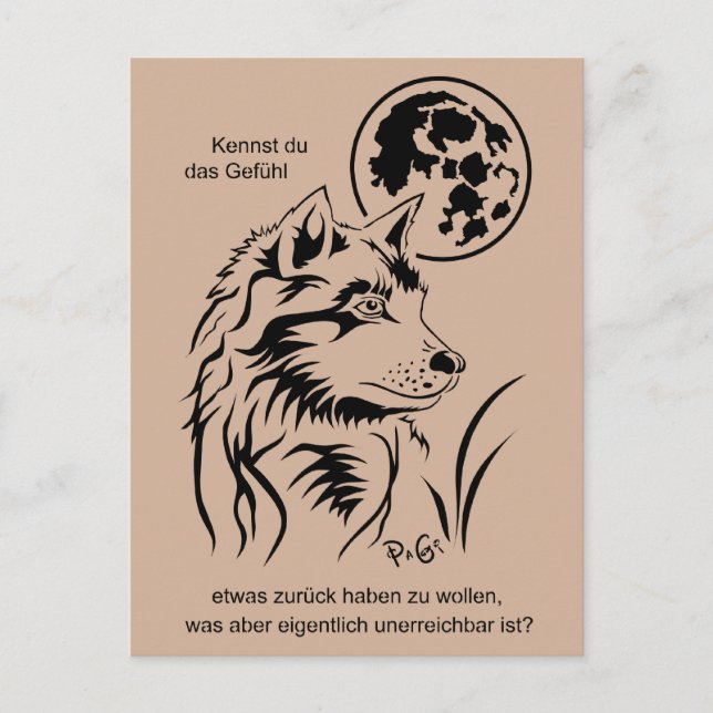 junger träumender Wolf Postkarte Postcard (Front)
