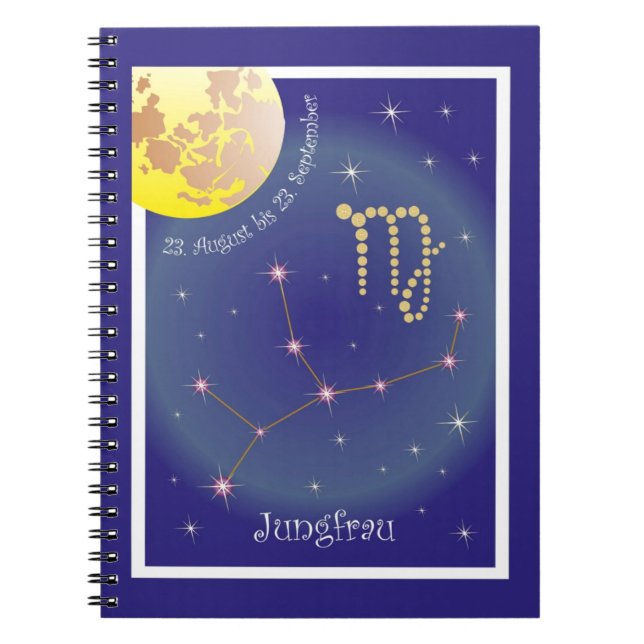 Jungfrau 23. August bis 23. September Notizheft Notebook (Front)