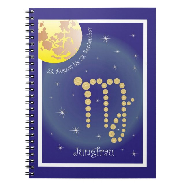 Jungfrau 23. August bis 23. September Notizheft Spiral Notebook (Front)