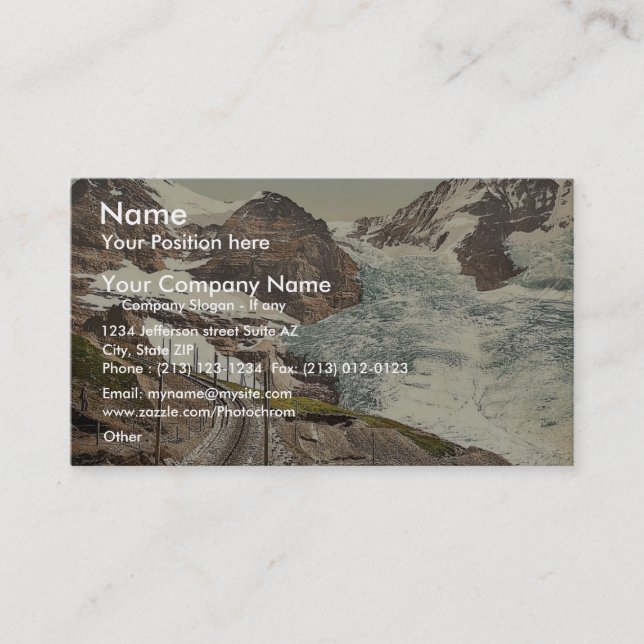 Jungfrau, railroad, Eiger and Monch, with Eiger Gl Business Card (Front)