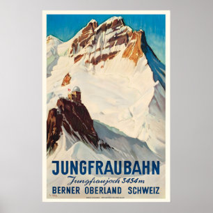 JungfrauBahn Bernese Oberland Switzerland Vintage Poster