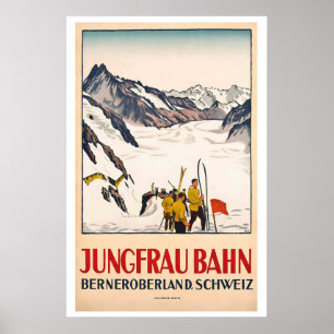 Jungfraubahn Bernese Oberland Switzerland Vintage Poster