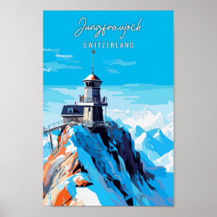 Jungfraujoch Switzerland vintage travel Poster