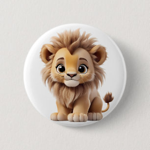 Jungle Adorable Lion Cub Sitting Portrait 6 Cm Round Badge