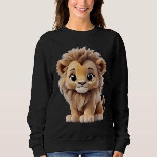 Jungle Adorable Lion Cub Sitting Portrait  Sweatshirt