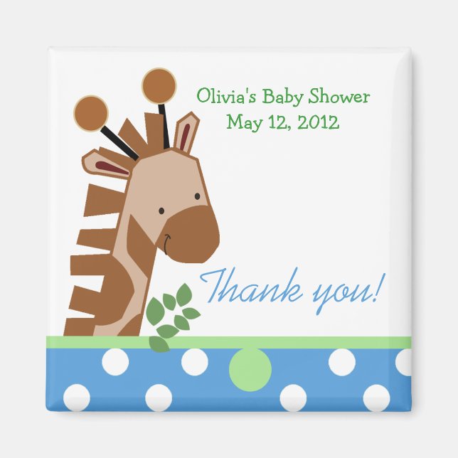 Jungle Adventure Giraffe (Blue) Favour Magnet (Front)
