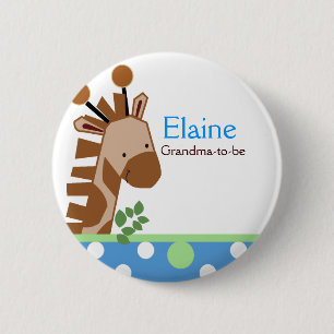 Jungle Adventure Giraffe NAME TAG Custom Button