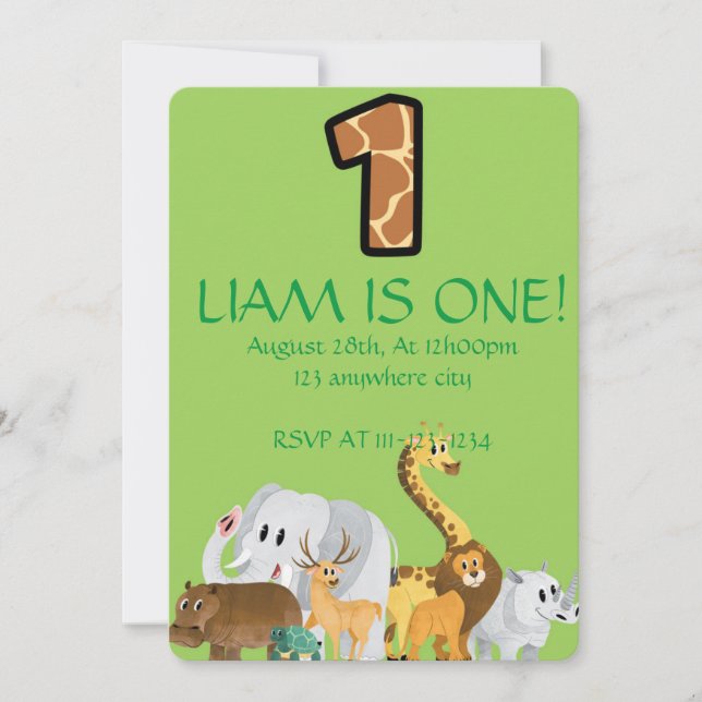 JUNGLE ADVENTURE INVITATION,DIGITAL DOWNLOAD INVITATION (Front)