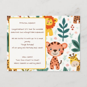 Jungle Adventure themed birthday party Postcard