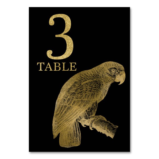 Jungle African Animal Parrot Table Number Card 3 (Front)