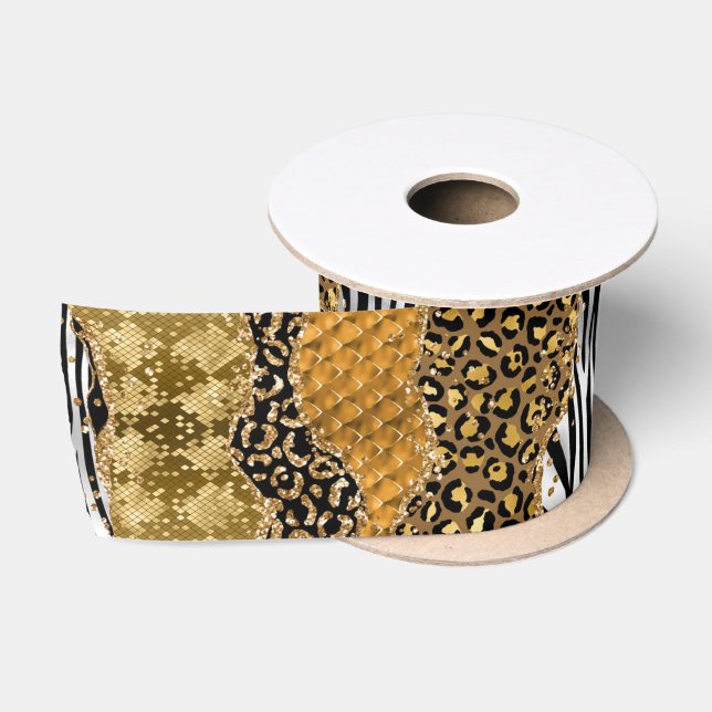 Jungle Agate | Luxe Animal Texture Pattern Satin Ribbon (Spool)