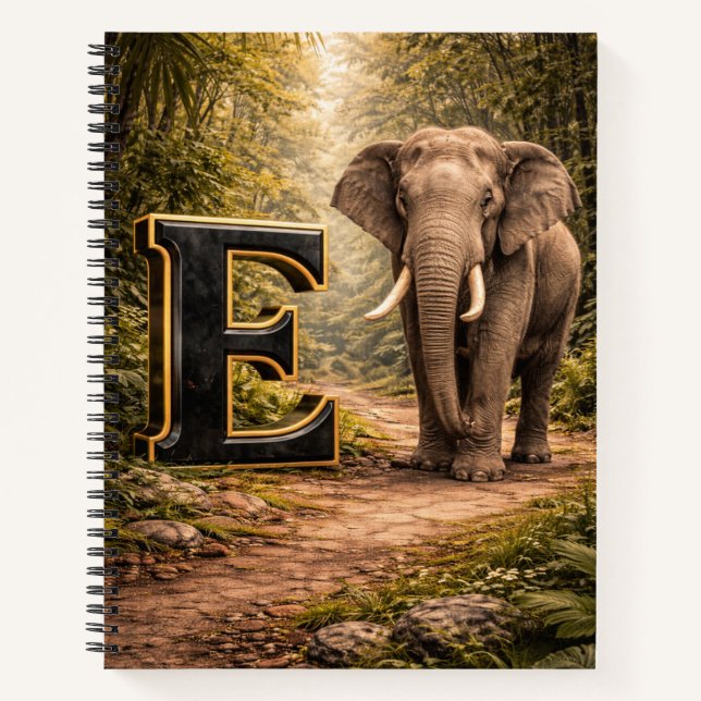 Jungle Alphabet Letter E Elephant Education Notebo Notebook (Front)