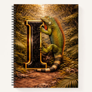 Jungle Alphabet Letter I Iguana Gold Educational Notebook