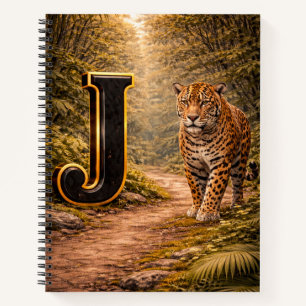 Jungle Alphabet Letter J Jaguar Gold Educational Notebook