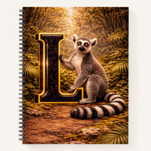 Jungle Alphabet Letter L Lemur Gold Educational Notebook